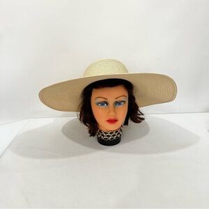 Sunhat Wide Brim Floppy Packable Tan Cream Beige